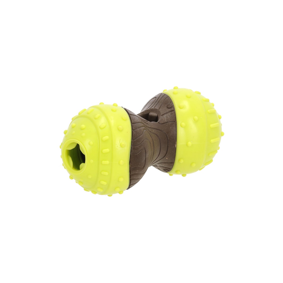 Hondenspeelgoed snack dumbell wood/geel Hondenspeelgoed snack dumbell wood/geel
