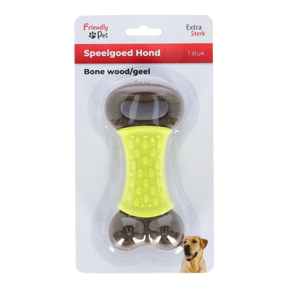 Hondenspeelgoed bone wood/geel Hondenspeelgoed bone wood/geel