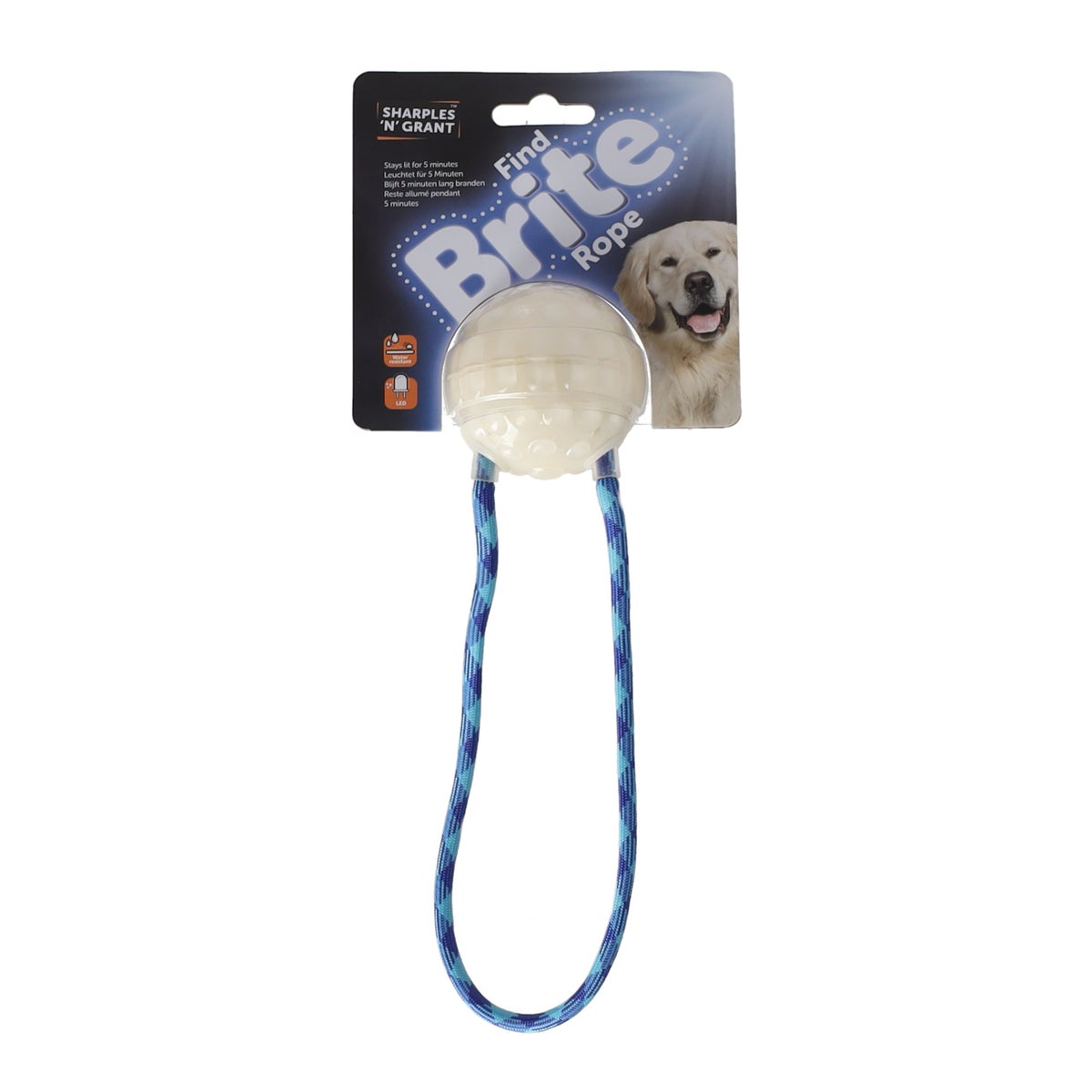 Hondenspeelgoed bal + touw glow 6 cm Hondenspeelgoed bal + touw glow 6 cm