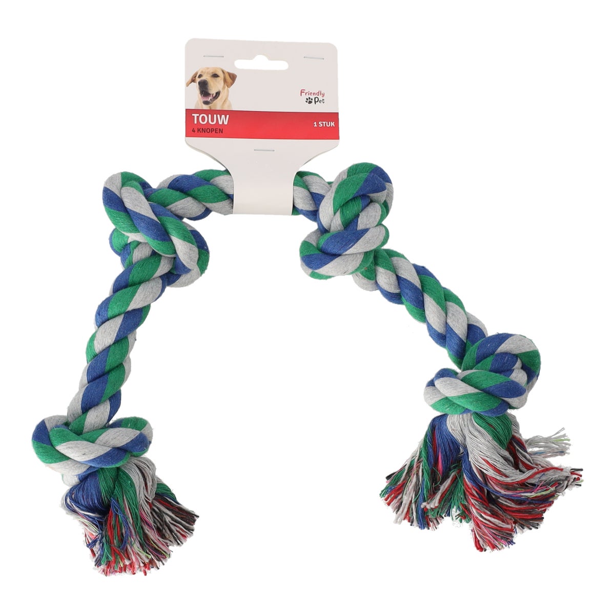 Touw hond kleur 4 knopen Touw hond kleur 4 knopen