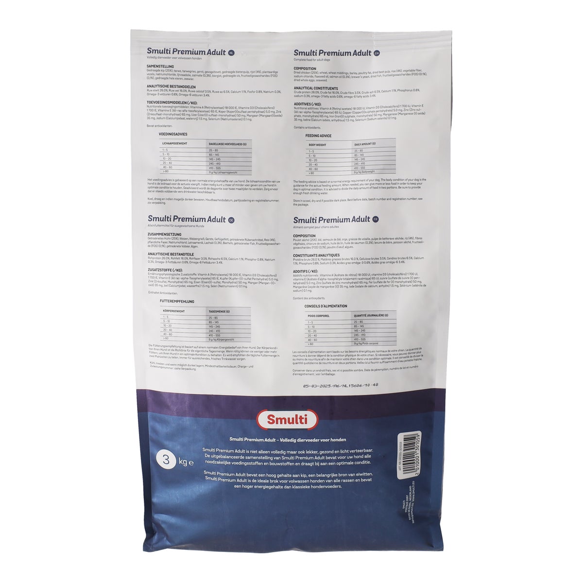 Voer hond Premium adult 3 kg Smulti Voer hond Premium adult 3 kg Smulti