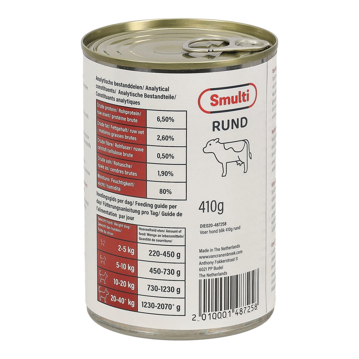 Hondenvoer Blik 410 gram Rund Smulti Hondenvoer Blik 410 gram Rund Smulti