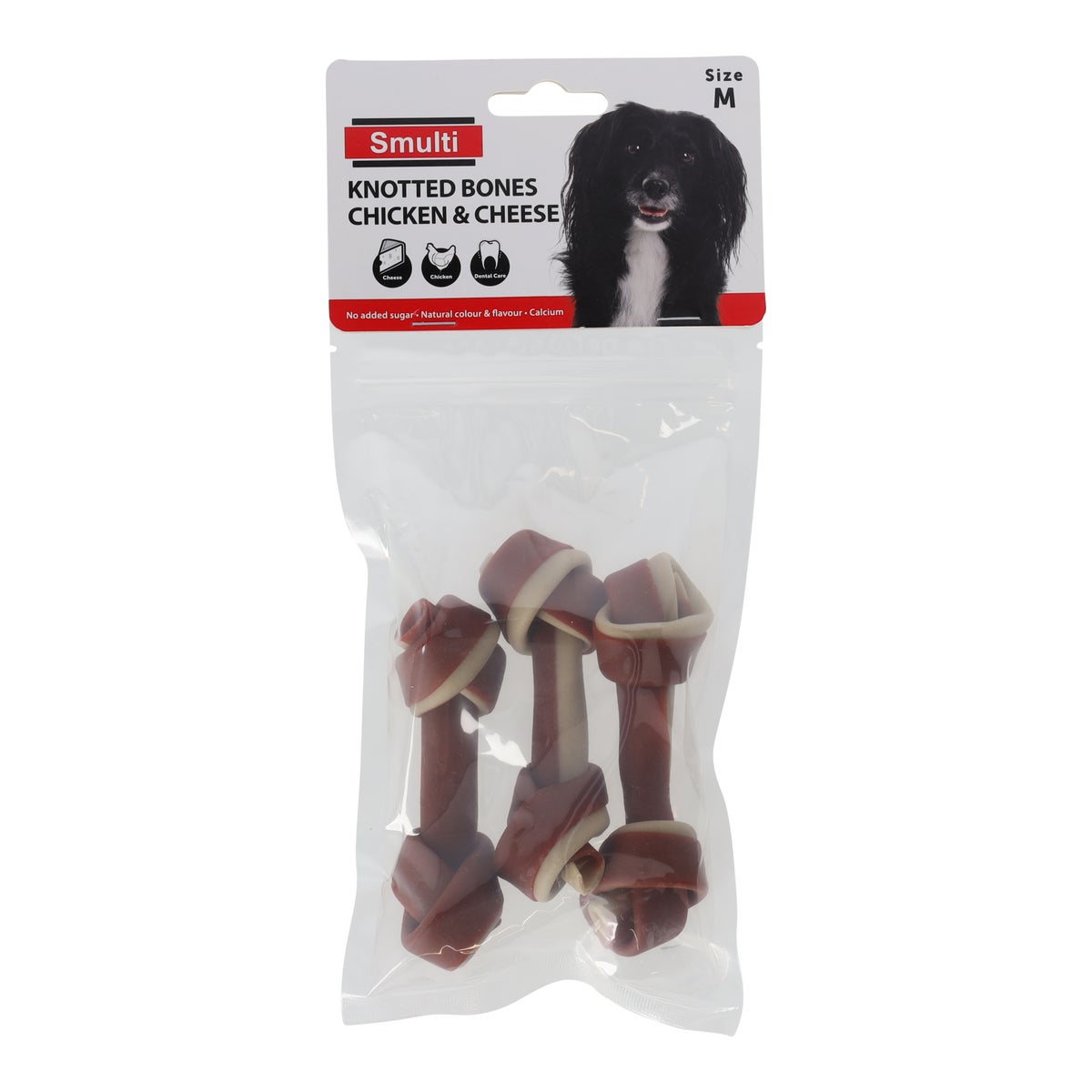 Hondensnack knoopbeen kip met kaas 3 stuks M Hondensnack knoopbeen kip met kaas 3 stuks M