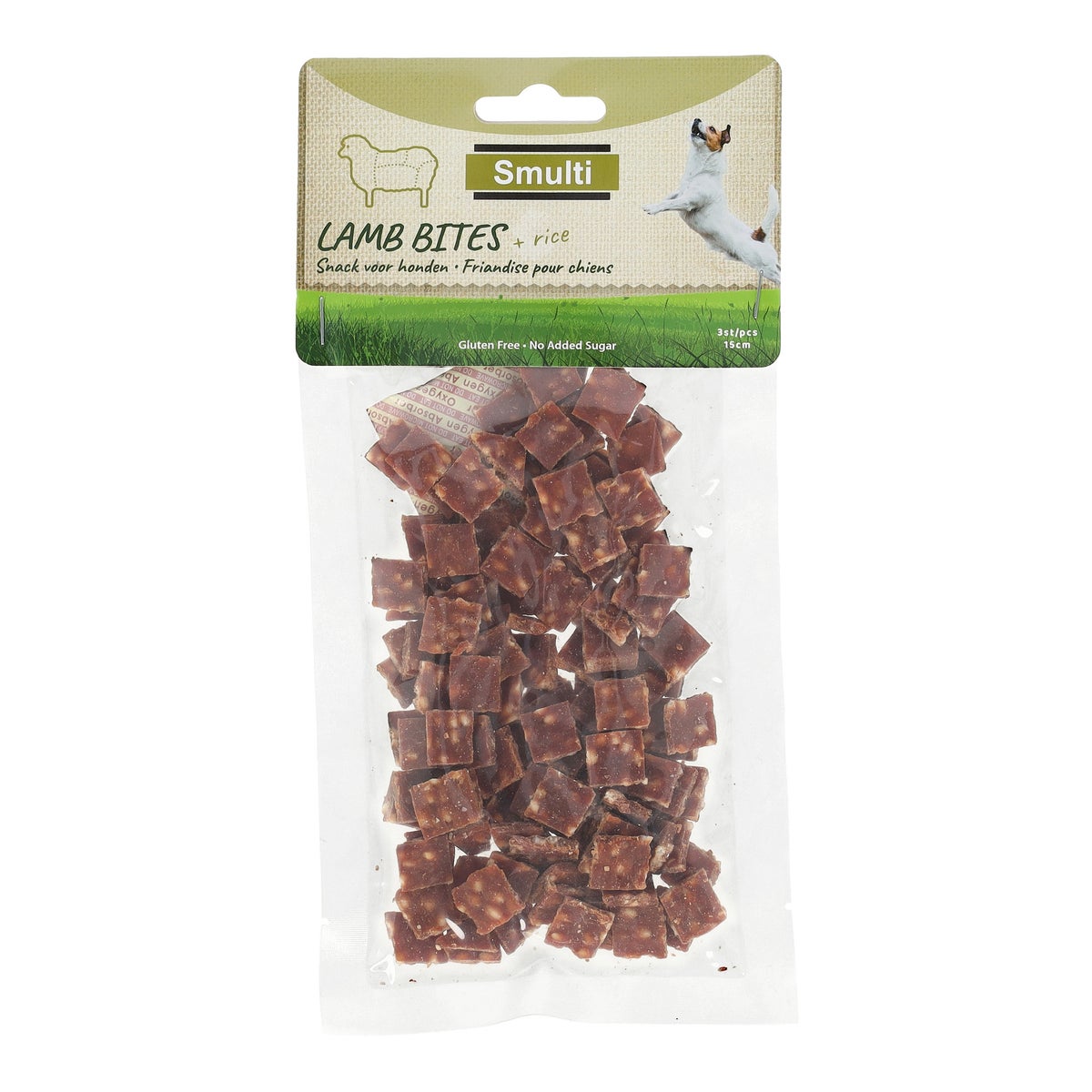 Hondensnack Hapki lam+rijsthapjes 85gr Hondensnack Hapki lam+rijsthapjes 85gr