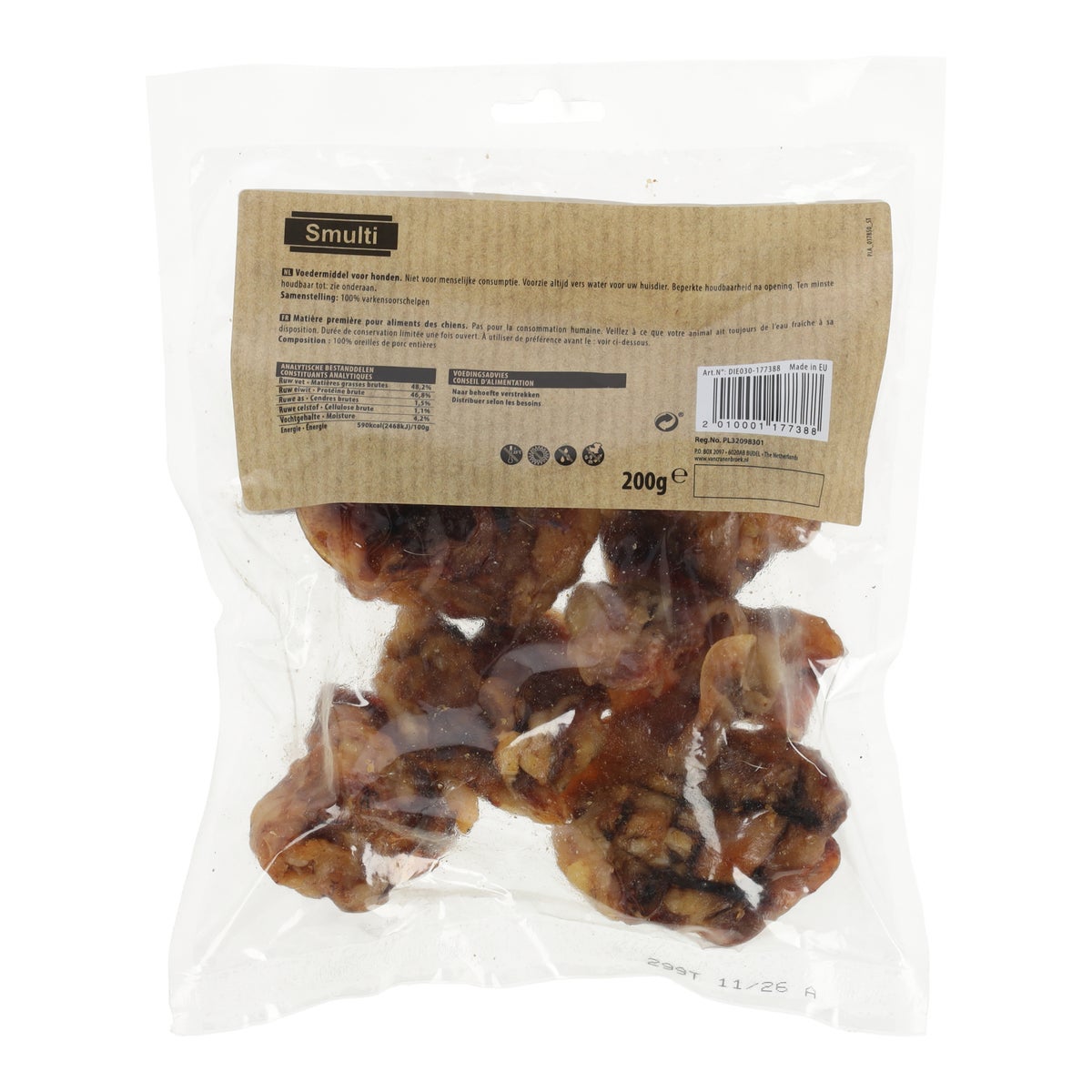 Hondensnack nature varkensoorschelp 200g Hondensnack nature varkensoorschelp 200g