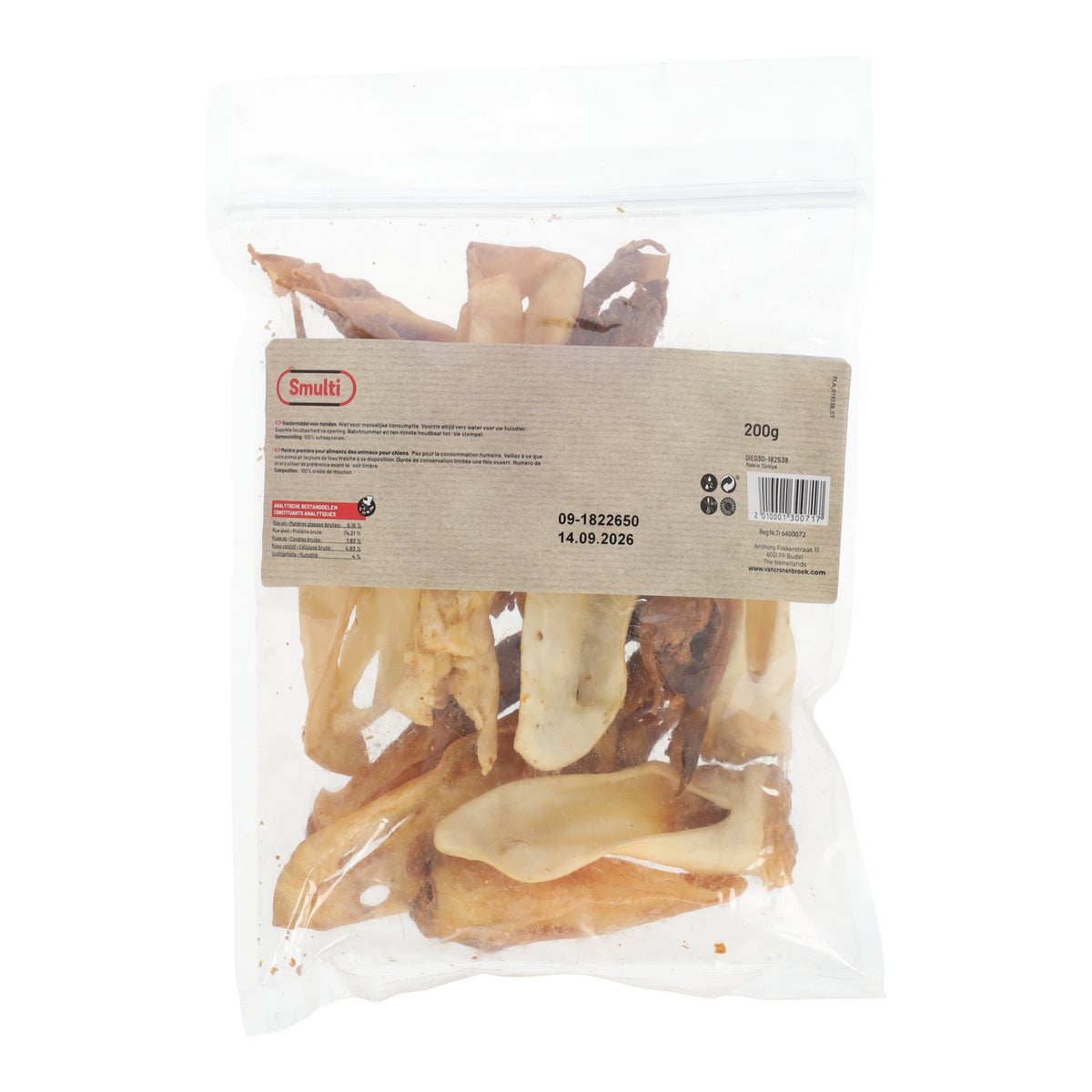 Hondensnack natuur schaapsoor 200 g Hondensnack natuur schaapsoor 200 g