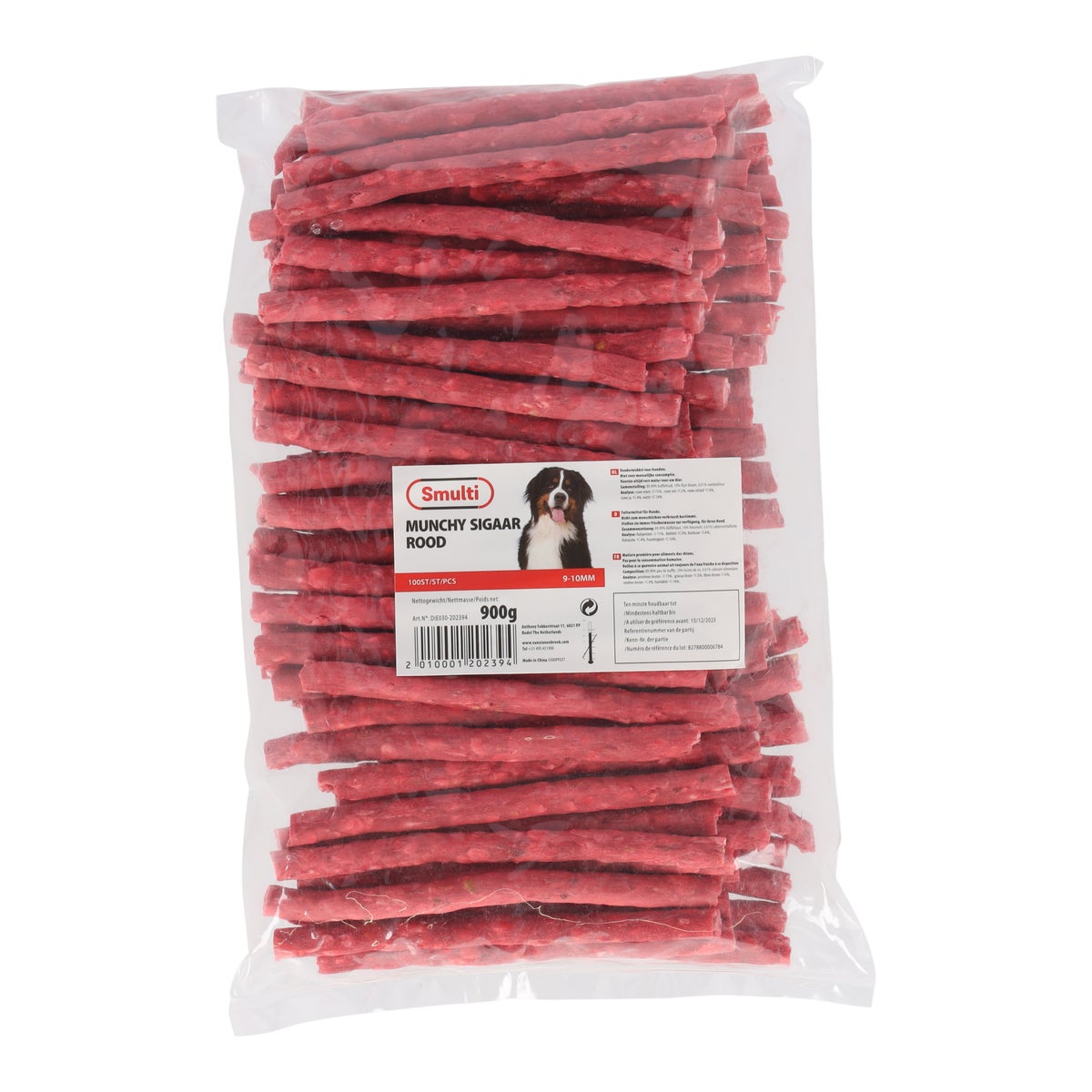 Munchy sigaar 9-10mm rood 100st Munchy sigaar 9-10mm rood 100st