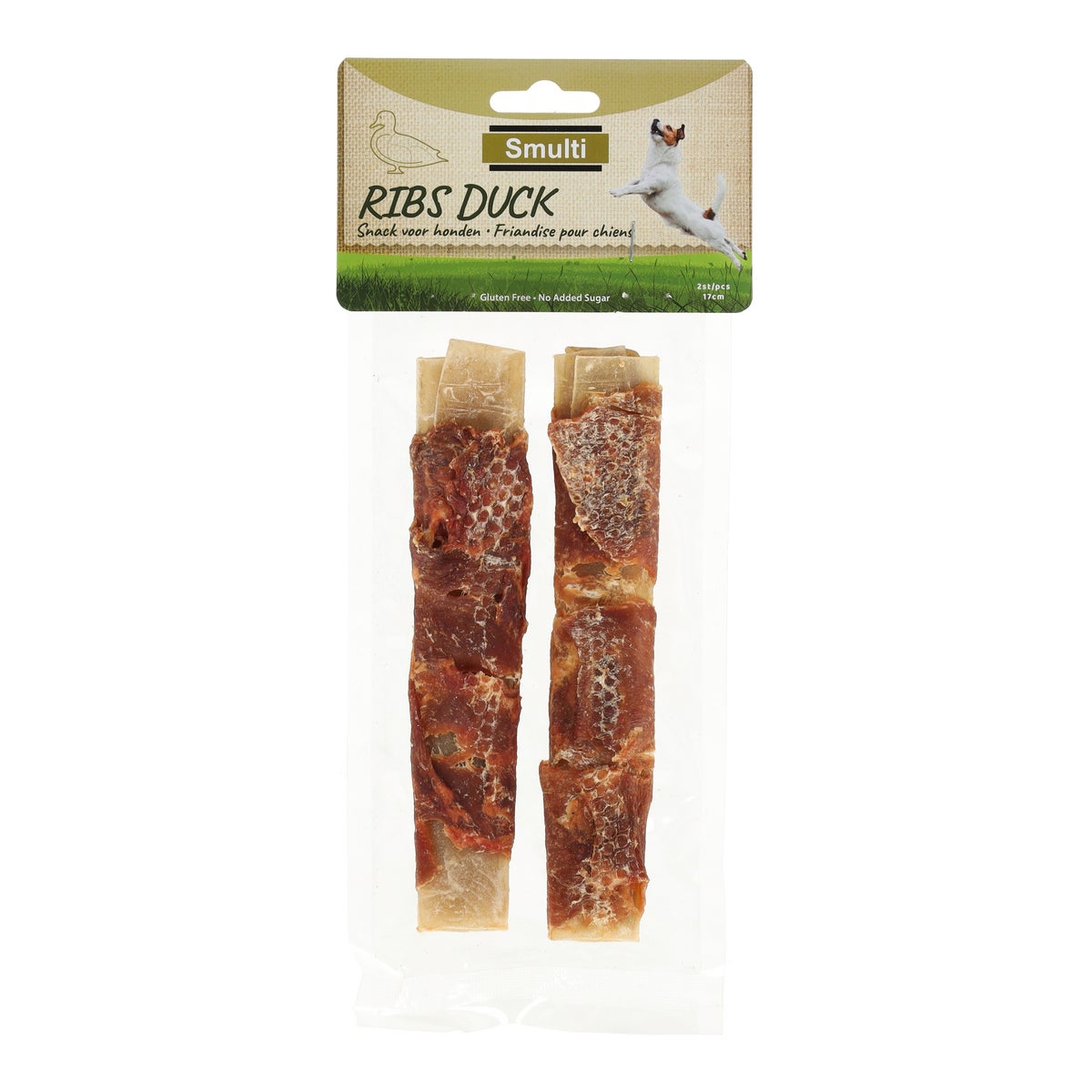 Hondensnack rib eend 17cm 2st Hondensnack rib eend 17cm 2st