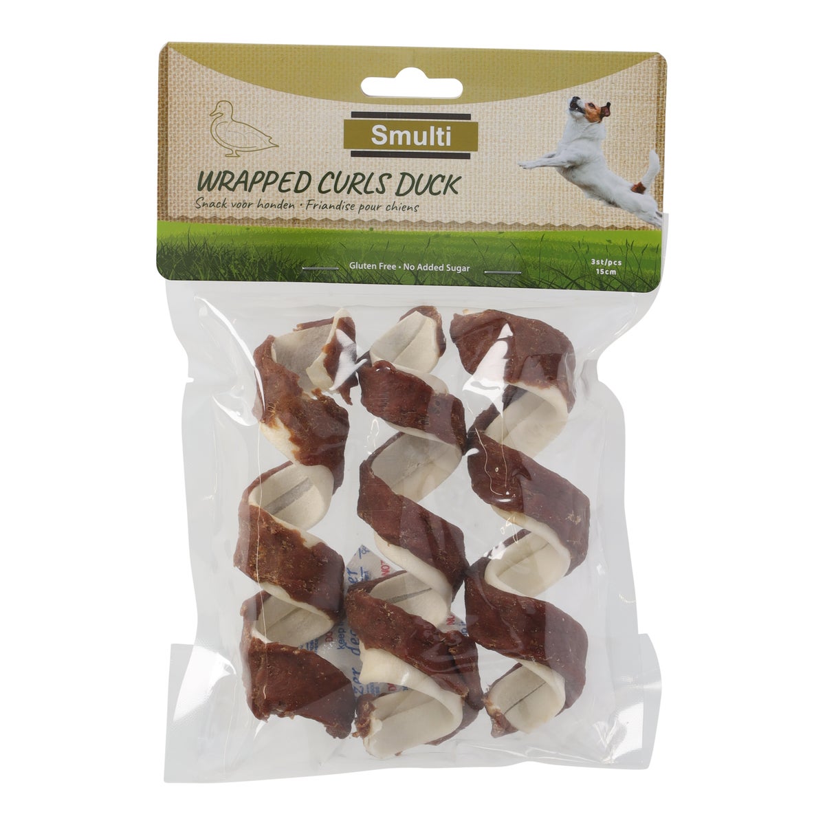 Hondensnack curl eend 15cm 3st Hondensnack curl eend 15cm 3st