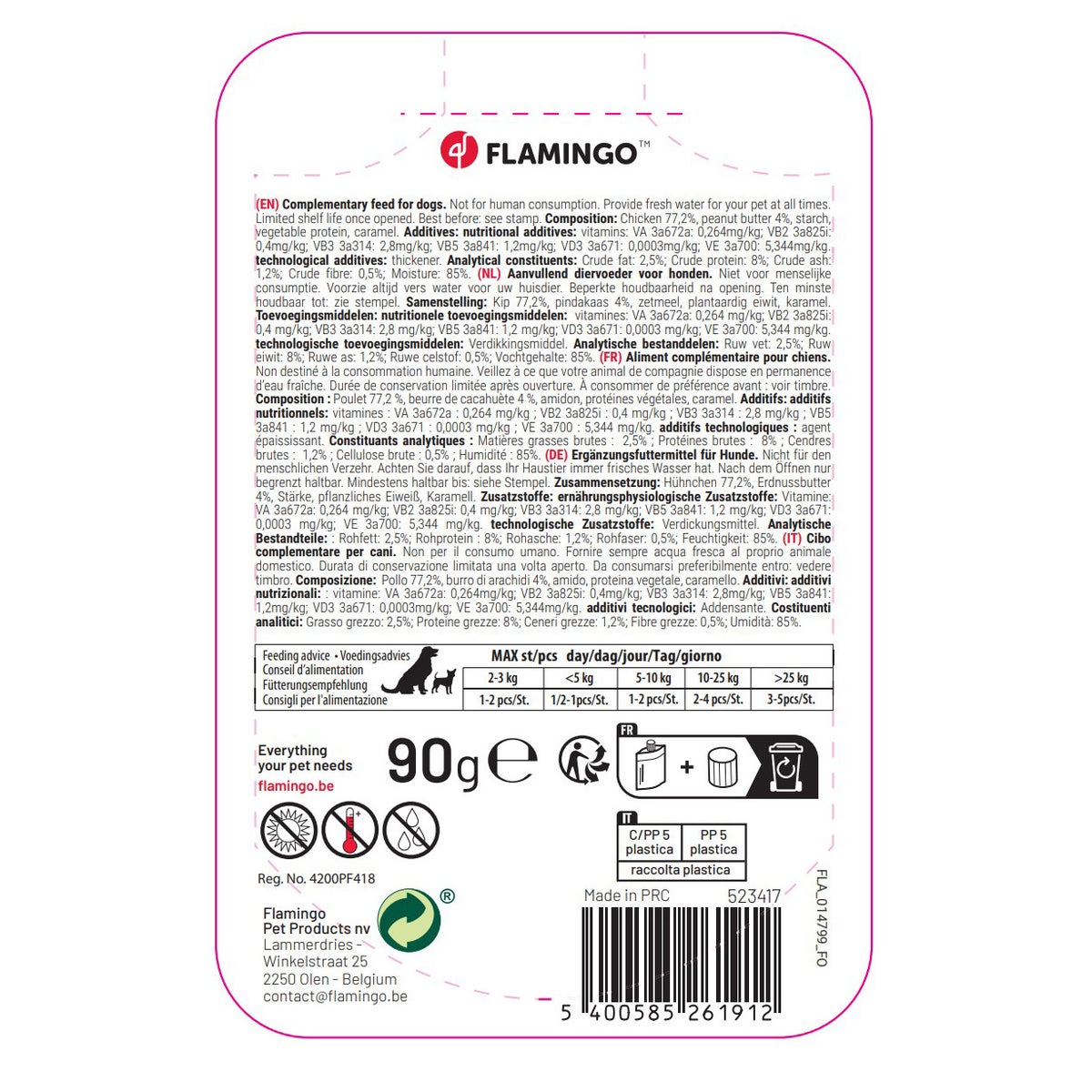 Hondensnack kip met pindakaas 90 g Deli-Yumm Hondensnack kip met pindakaas 90 g Deli-Yumm