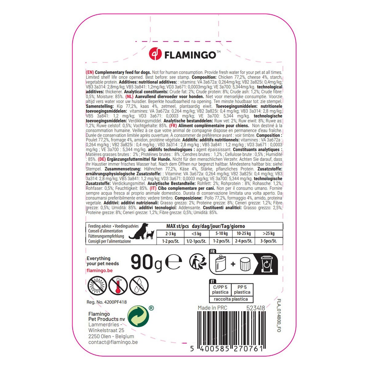 Hondensnack kip met kaas 90 g Deli-Yumm Hondensnack kip met kaas 90 g Deli-Yumm