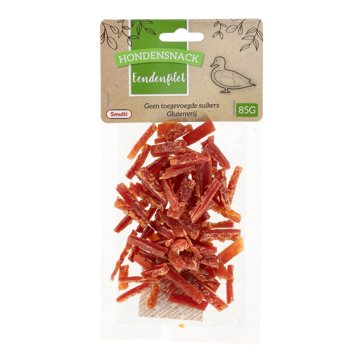 Hondensnack eend filet kort 85G Hondensnack eend filet kort 85G