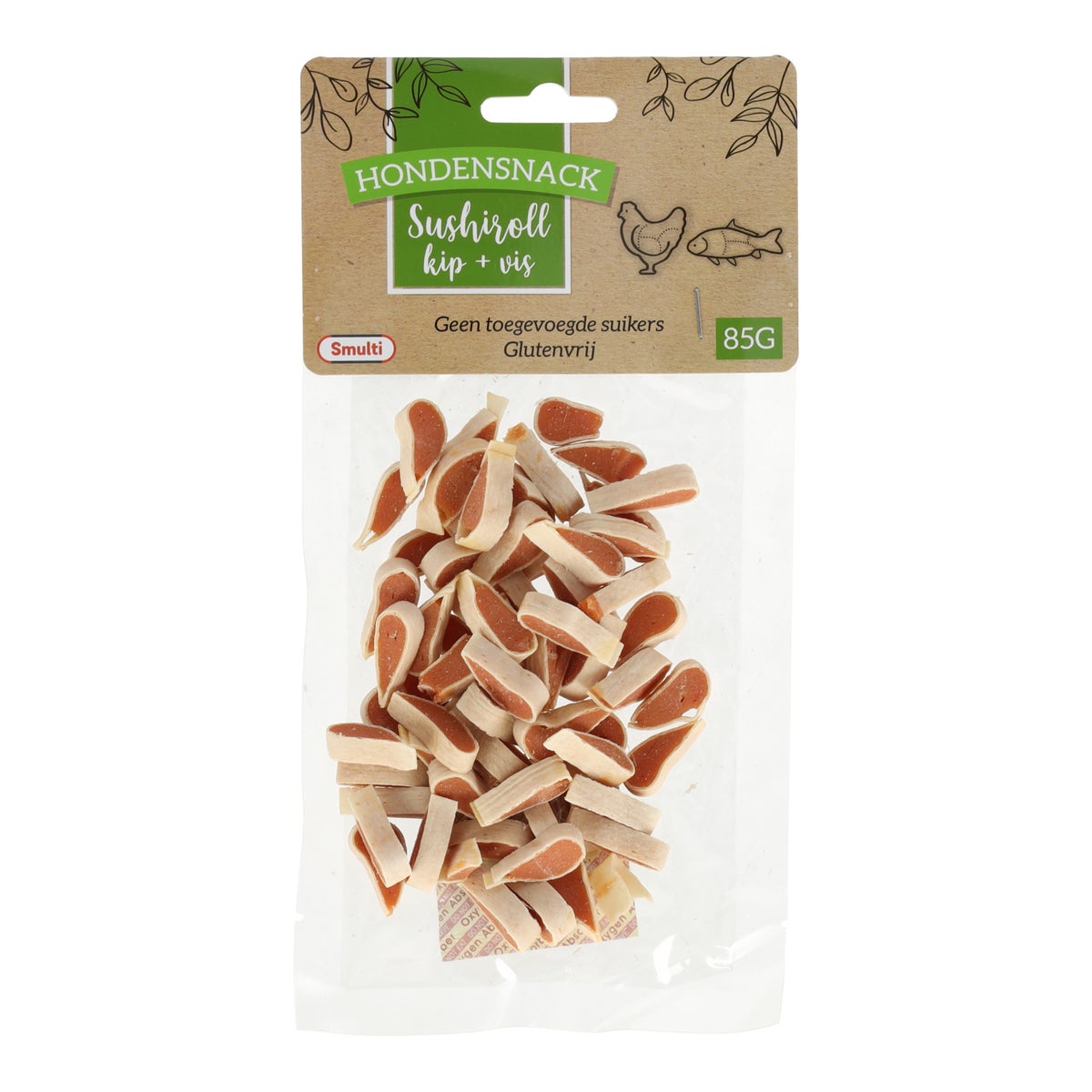 Hondensnack kip met vis sushi roll 85 g Hondensnack kip met vis sushi roll 85 g