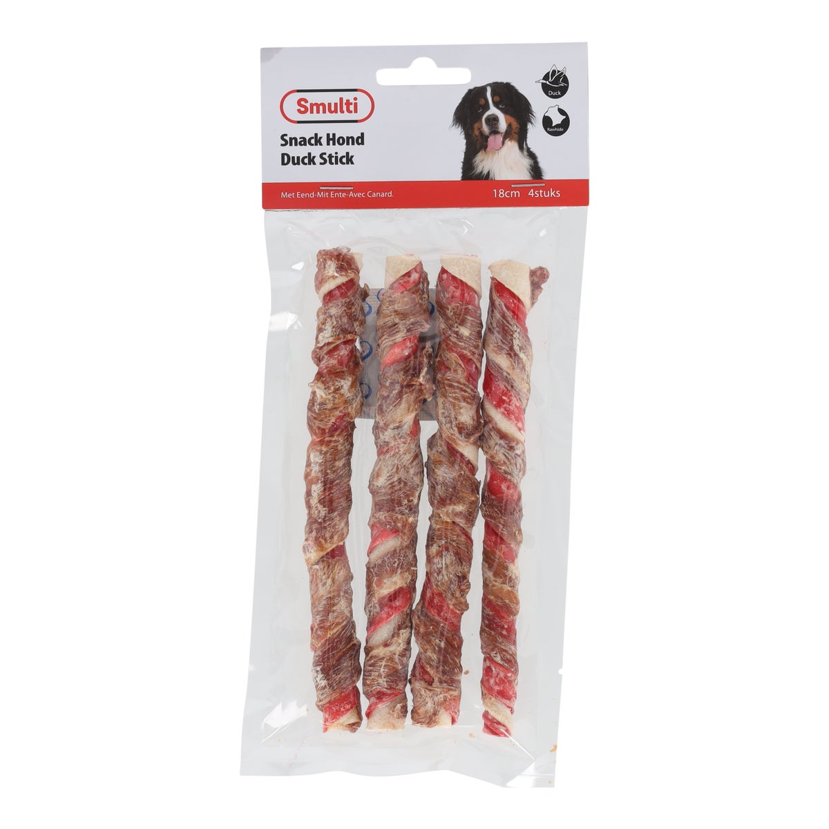 Hondensnack duck stick 18 cm duo 4 stuks Hondensnack duck stick 18 cm duo 4 stuks