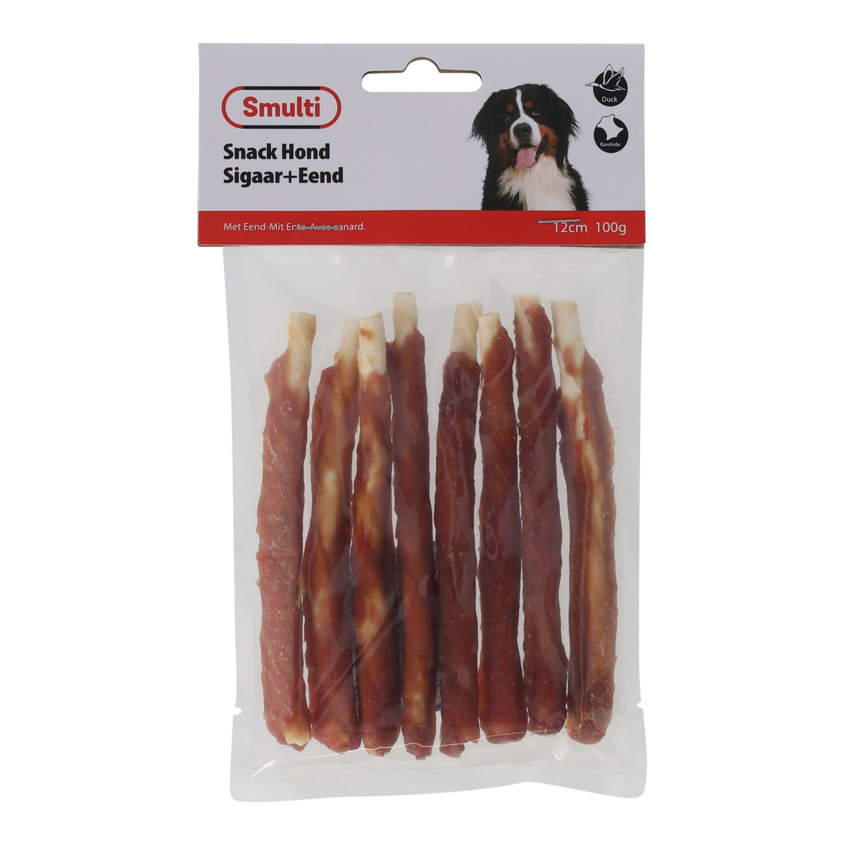 Hondensnack sigaar en eend 12 cm 100G Hondensnack sigaar en eend 12 cm 100G