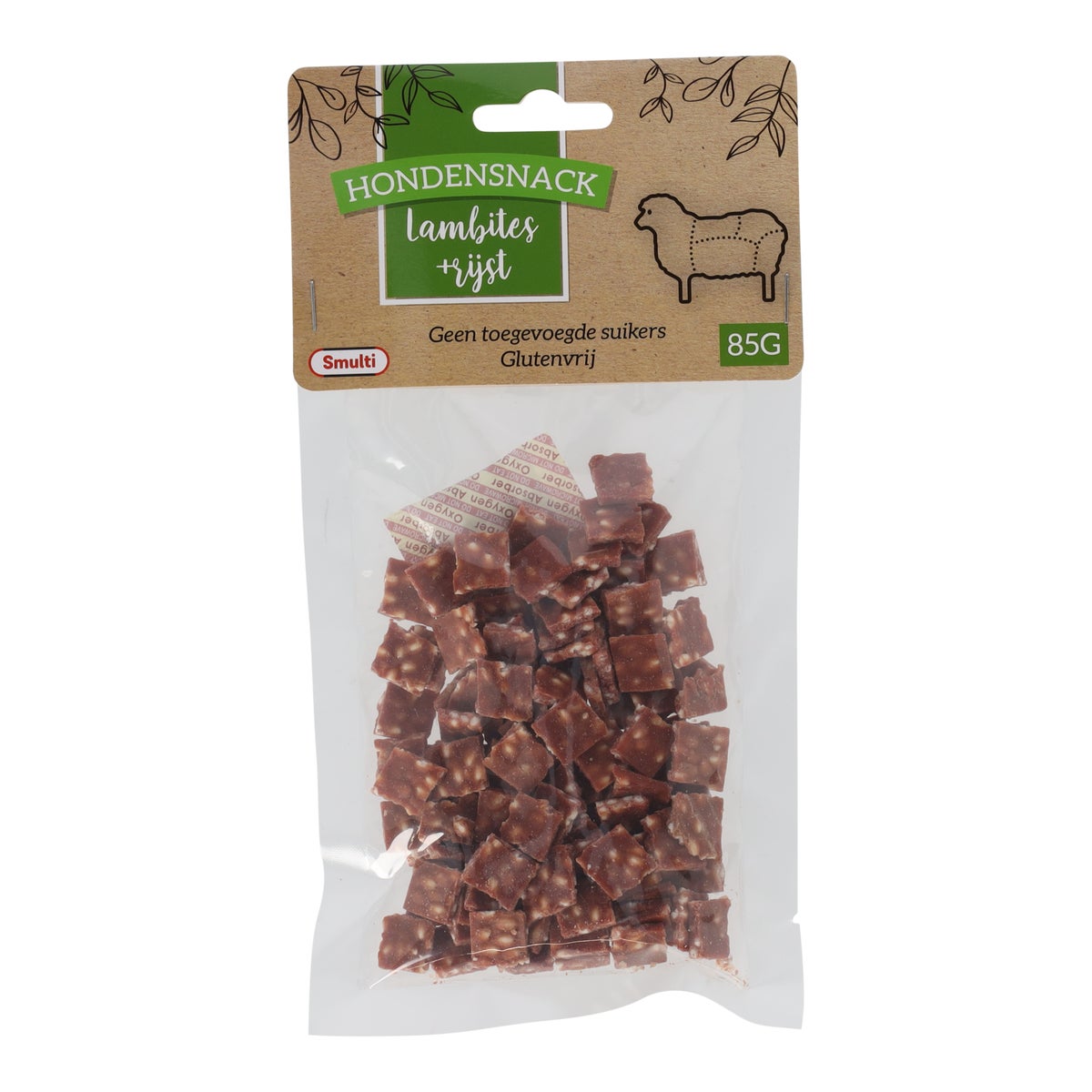 Hondensnack bites lam met rijst 85 gr Hondensnack bites lam met rijst 85 gr