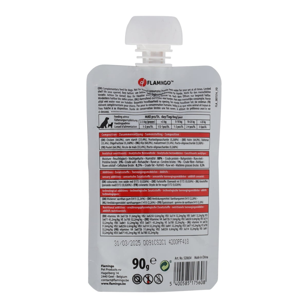 Hondensnack pasta kip 90gr Smulti Hondensnack pasta kip 90gr Smulti