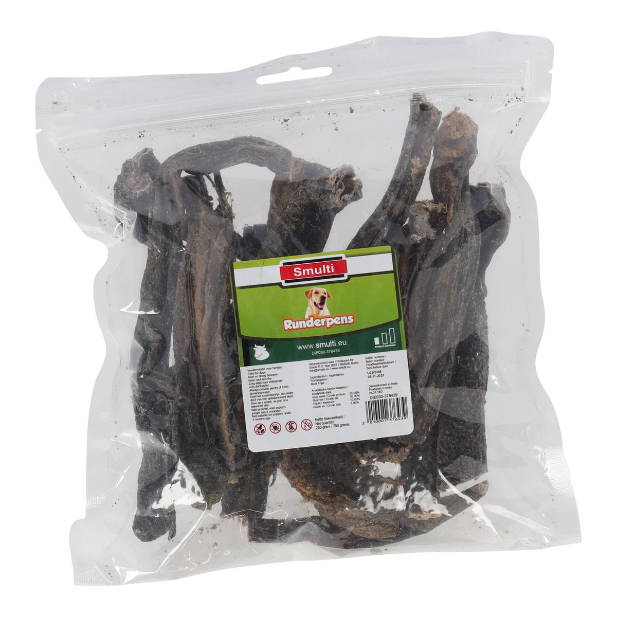 Hondensnack runderpens 250g Smulti Hondensnack runderpens 250g Smulti