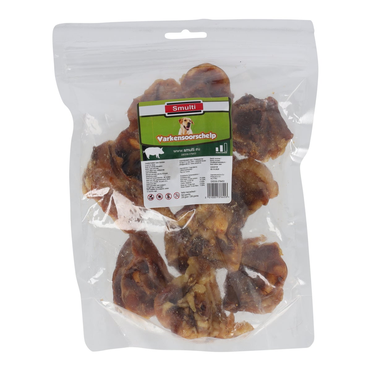 Hondensnack varkensoor schelp 250g Hondensnack varkensoor schelp 250g