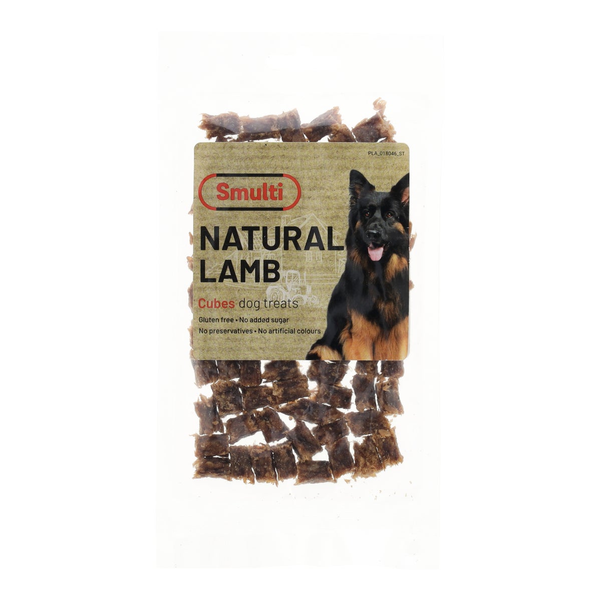 Hondensnack nature lam blokjes 80g Smulti Hondensnack nature lam blokjes 80g Smulti
