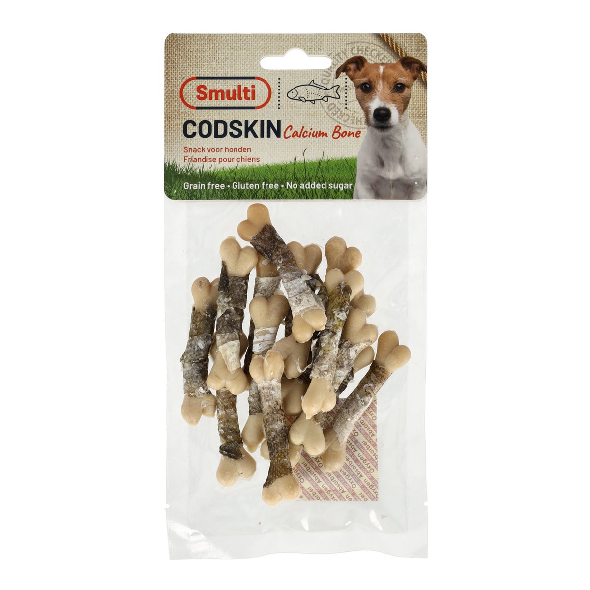 Hondensnack calcium been + vis 85g Smulti Hondensnack calcium been + vis 85g Smulti