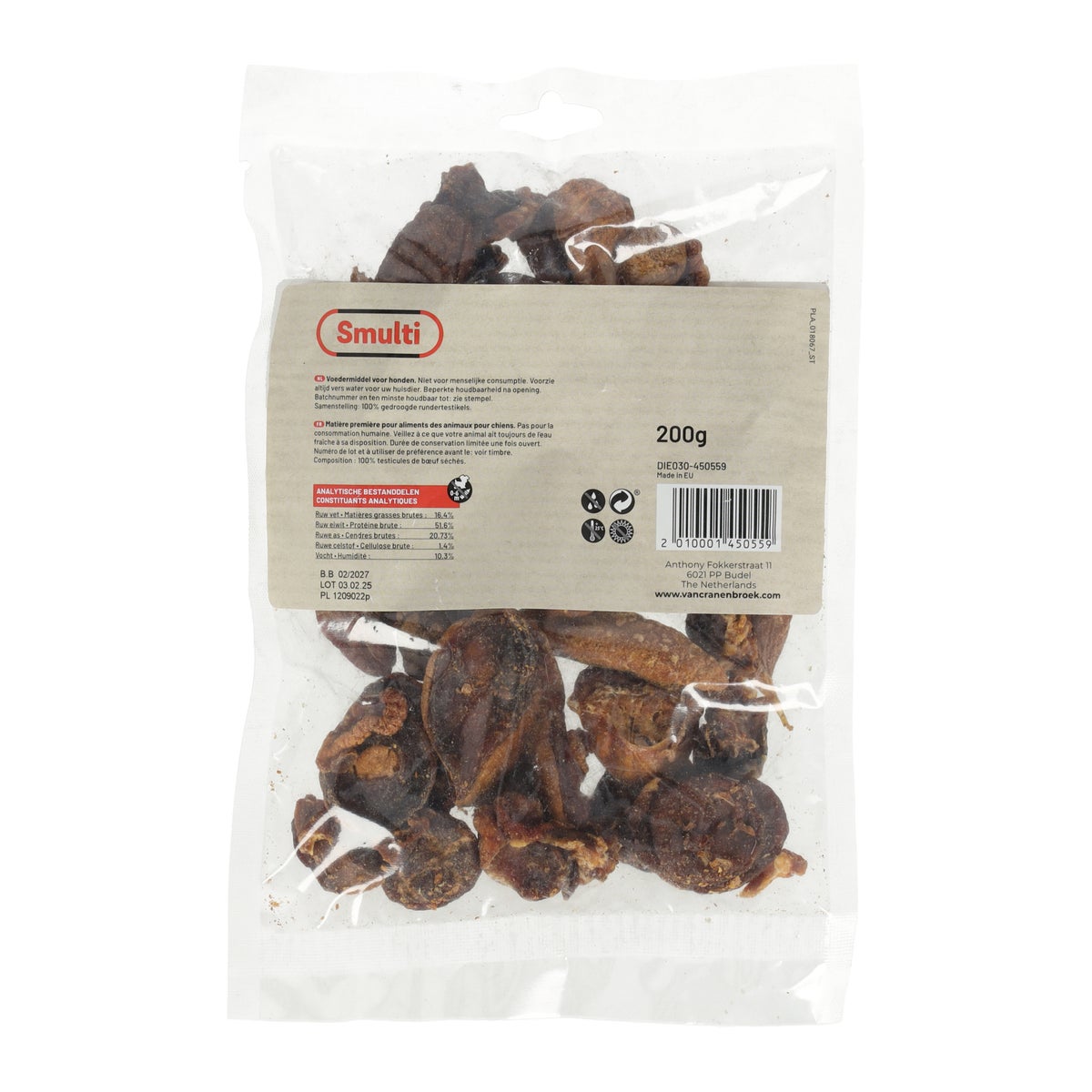 Hondensnack rundertestikels 200g Smulti Hondensnack rundertestikels 200g Smulti