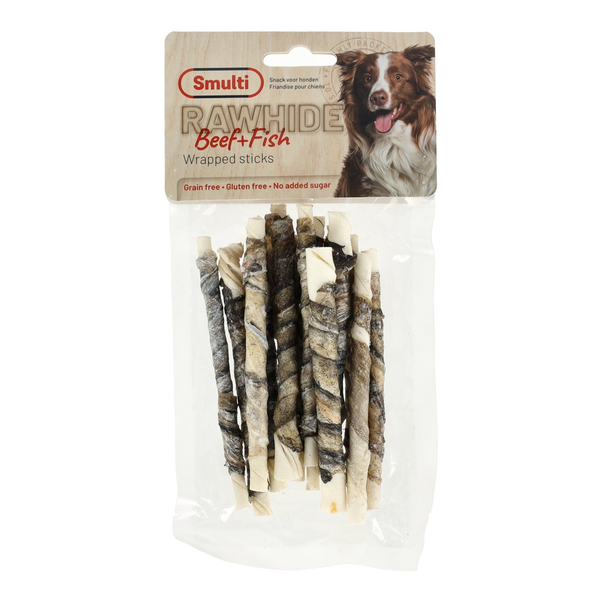 Hondensnack rawhide staaf + vis 85g Smulti Hondensnack rawhide staaf + vis 85g Smulti