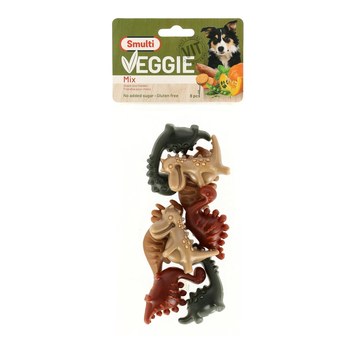 Hondensnack veggie dino mix S 120g Smulti Hondensnack veggie dino mix S 120g Smulti
