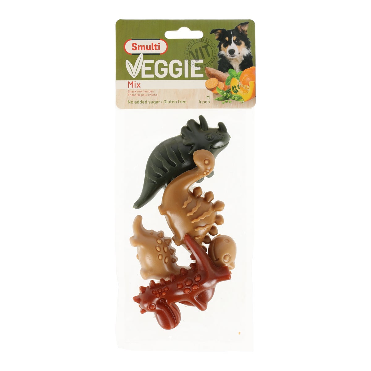Hondensnack veggie dino mix M 120g Smulti Hondensnack veggie dino mix M 120g Smulti