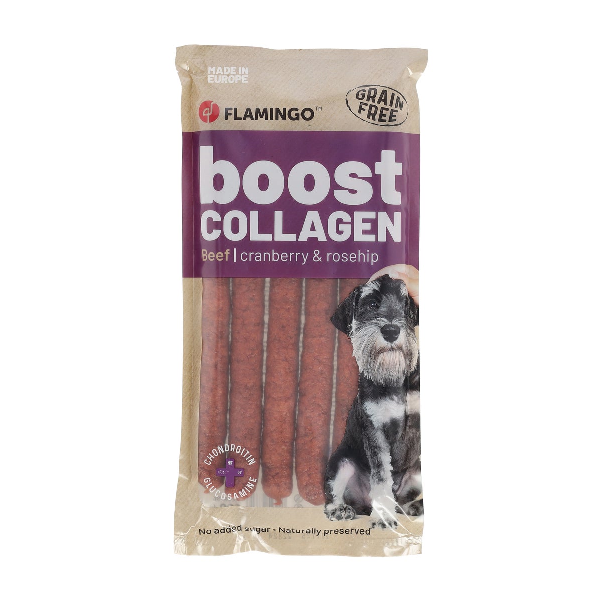 Hondensnack boost worst rund+collageen 600g Hondensnack boost worst rund+collageen 600g