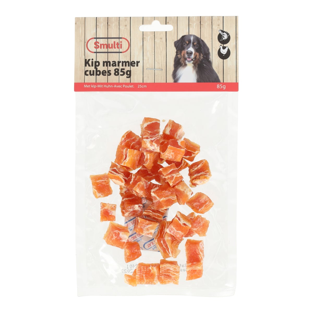 Hondensnack kip marmer cubes 85 g Hondensnack kip marmer cubes 85 g