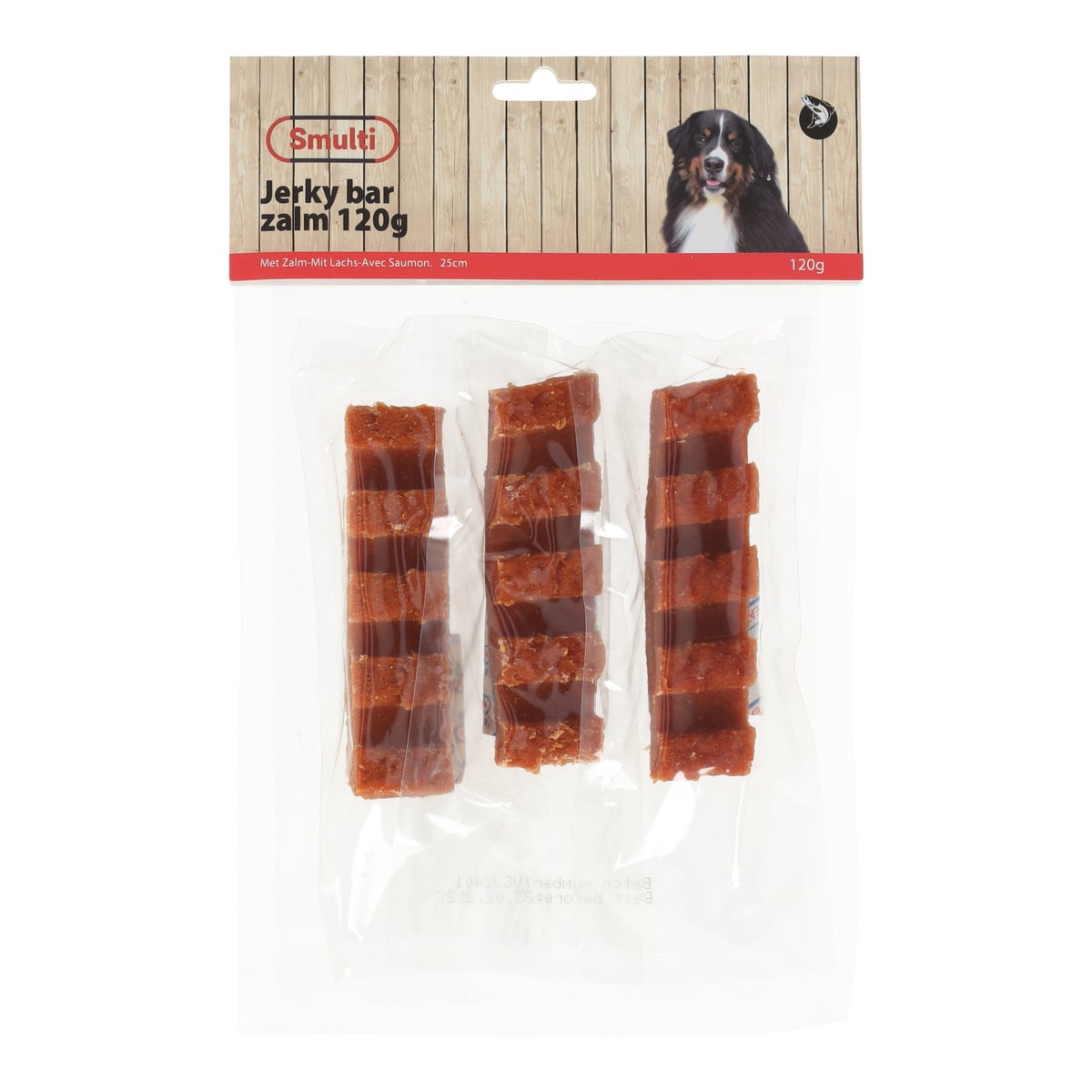Hondensnack jerky bar zalm 120g Hondensnack jerky bar zalm 120g