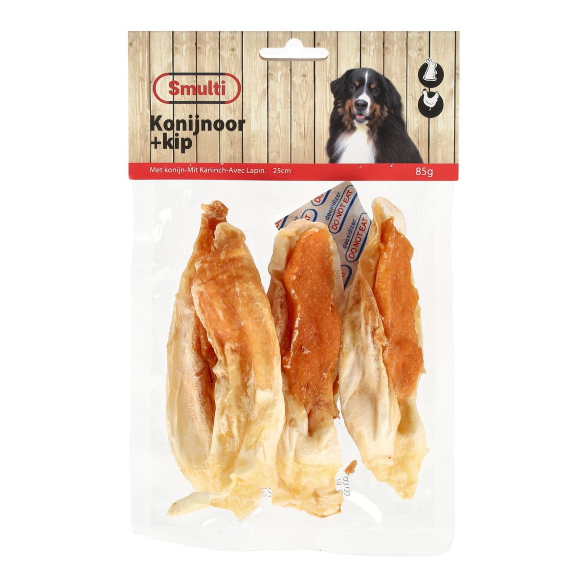 Hondensnack konijn oor en kip 85g Hondensnack konijn oor en kip 85g