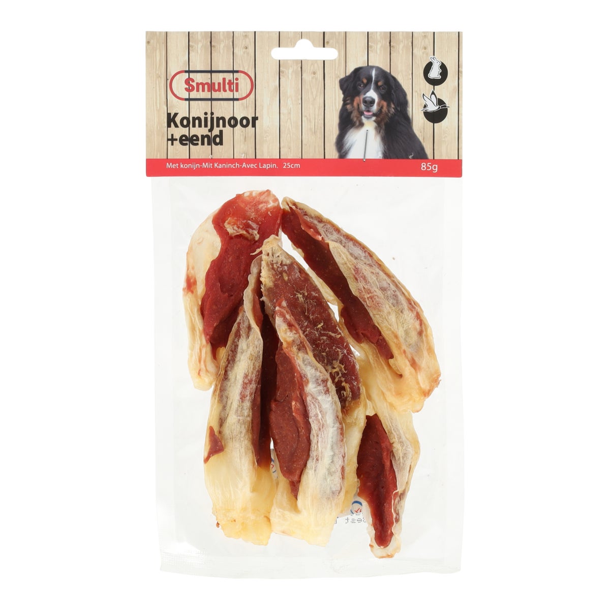 Hondensnack konijn oor+eend 85g Hondensnack konijn oor+eend 85g