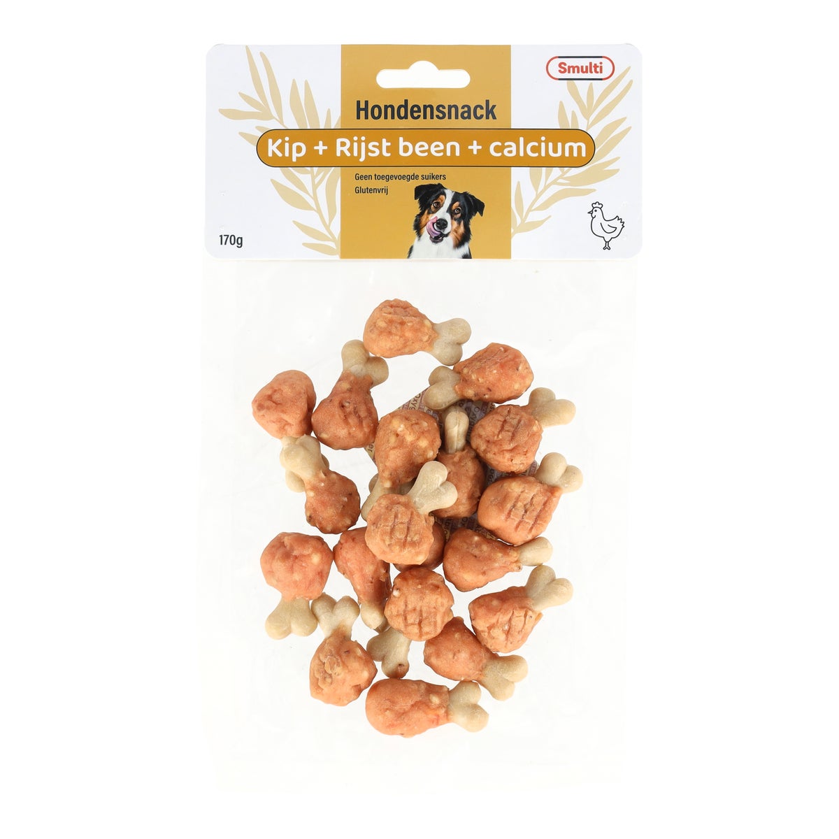 Hondensnack calcium been kip met rijst 170g Hondensnack calcium been kip met rijst 170g