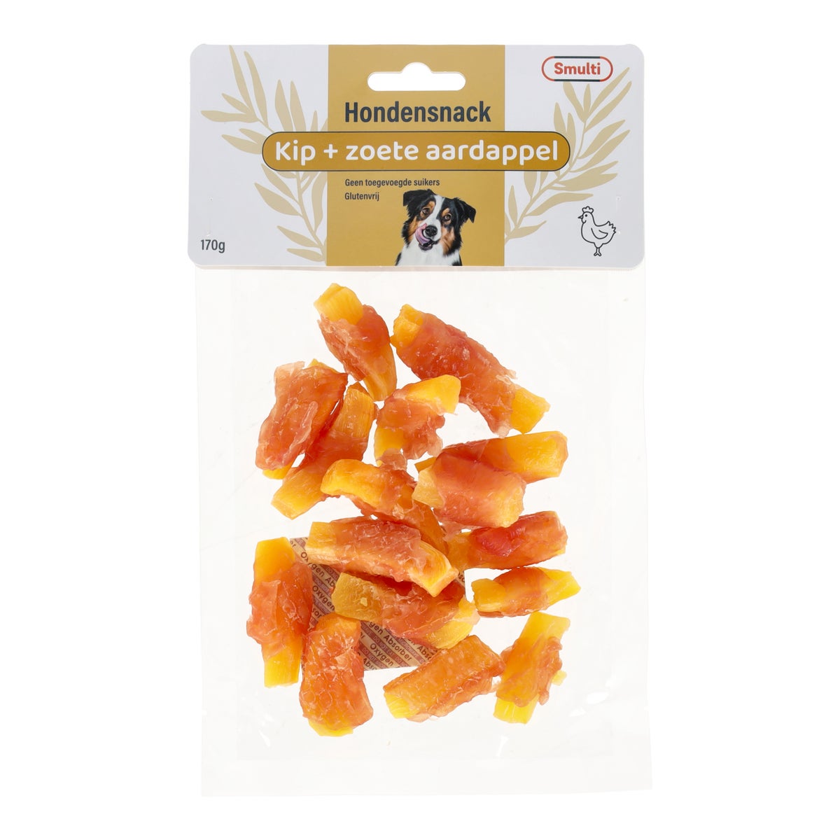 Hondensnack zoete aardappel met kip 170g Hondensnack zoete aardappel met kip 170g