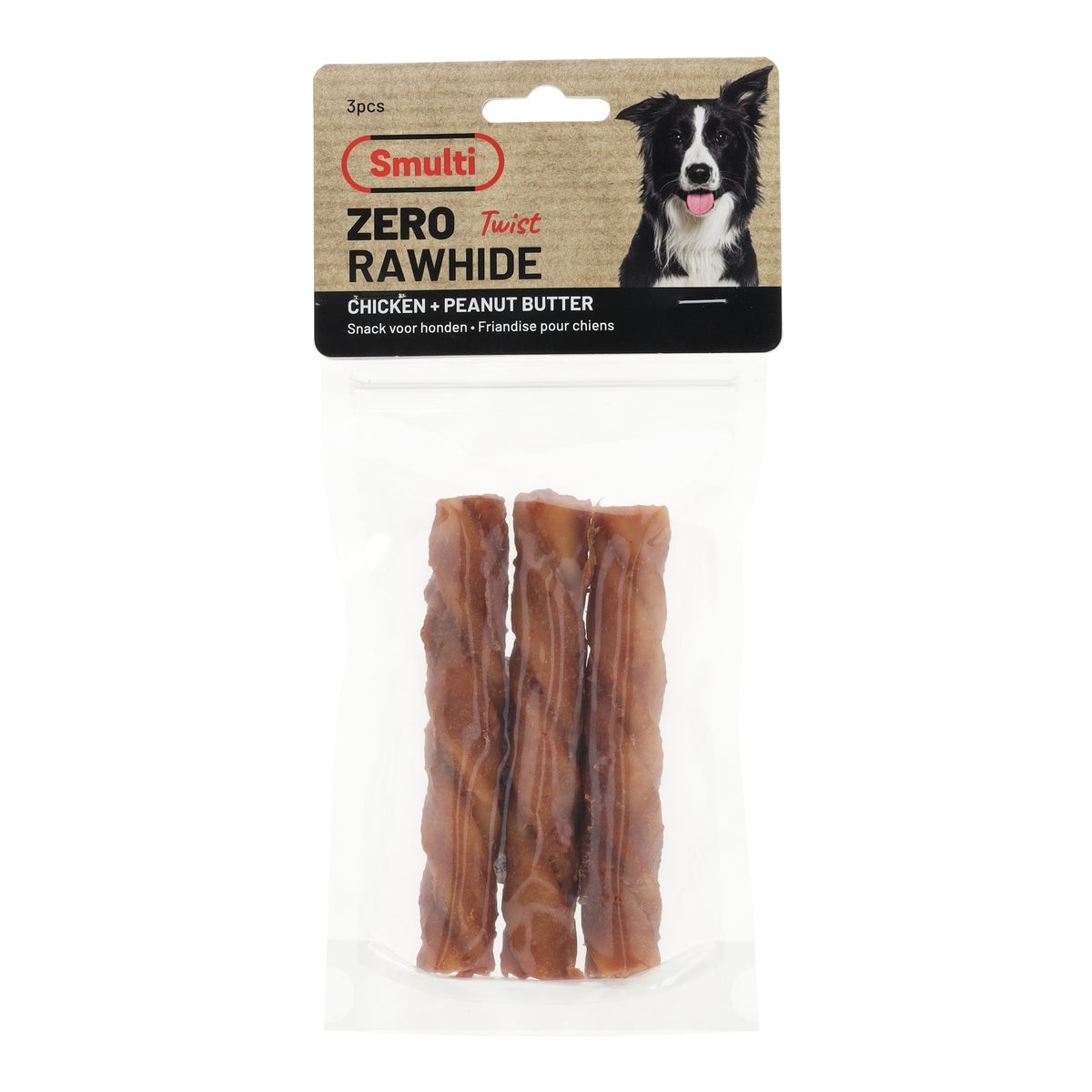 Hondensnack zero rawhide twist kip met pindakaas 12,5 cm 3 stuks Hondensnack zero rawhide twist kip met pindakaas 12,5 cm 3 stuks