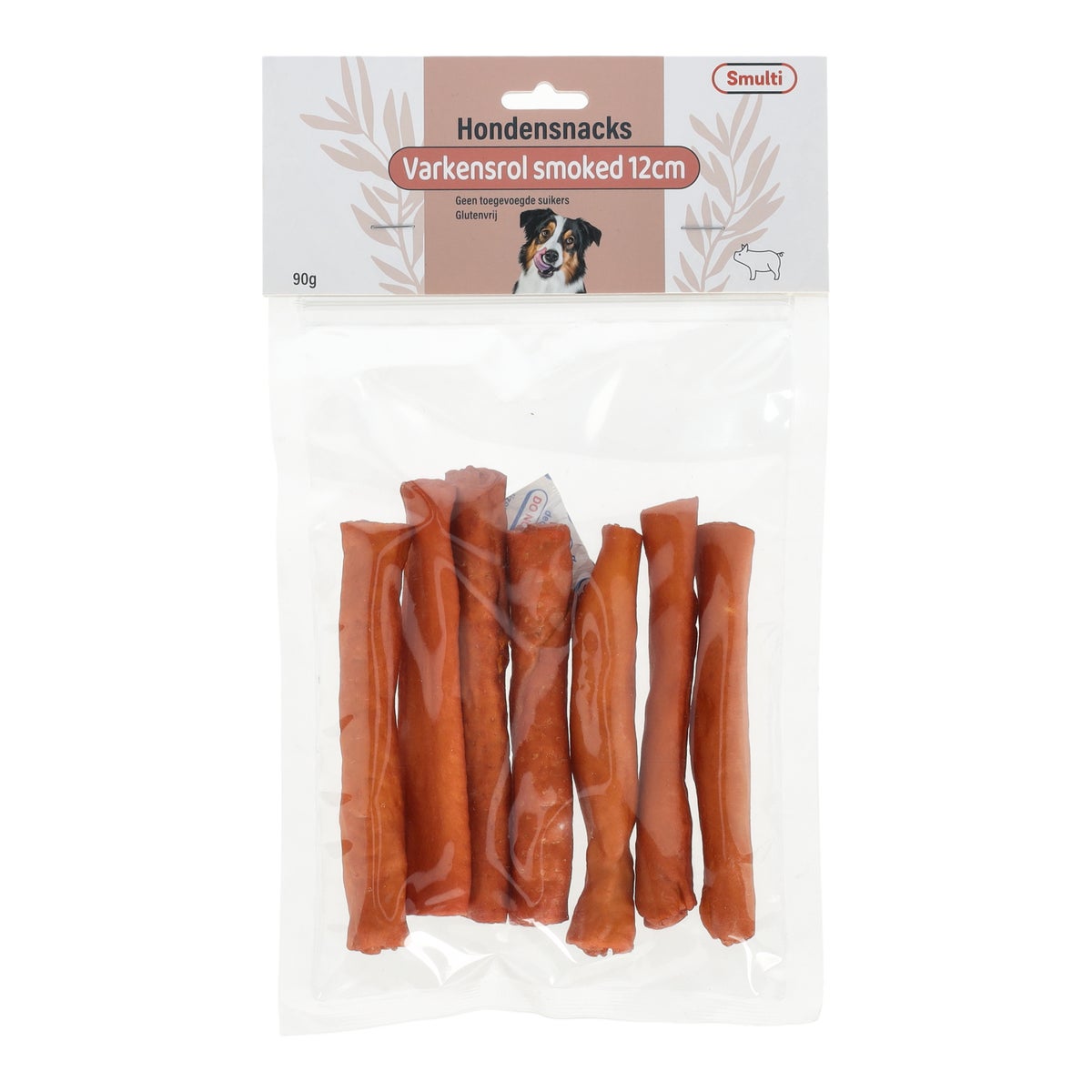 Hondensnack varkensrol smoked 12 cm 90 g Hondensnack varkensrol smoked 12 cm 90 g