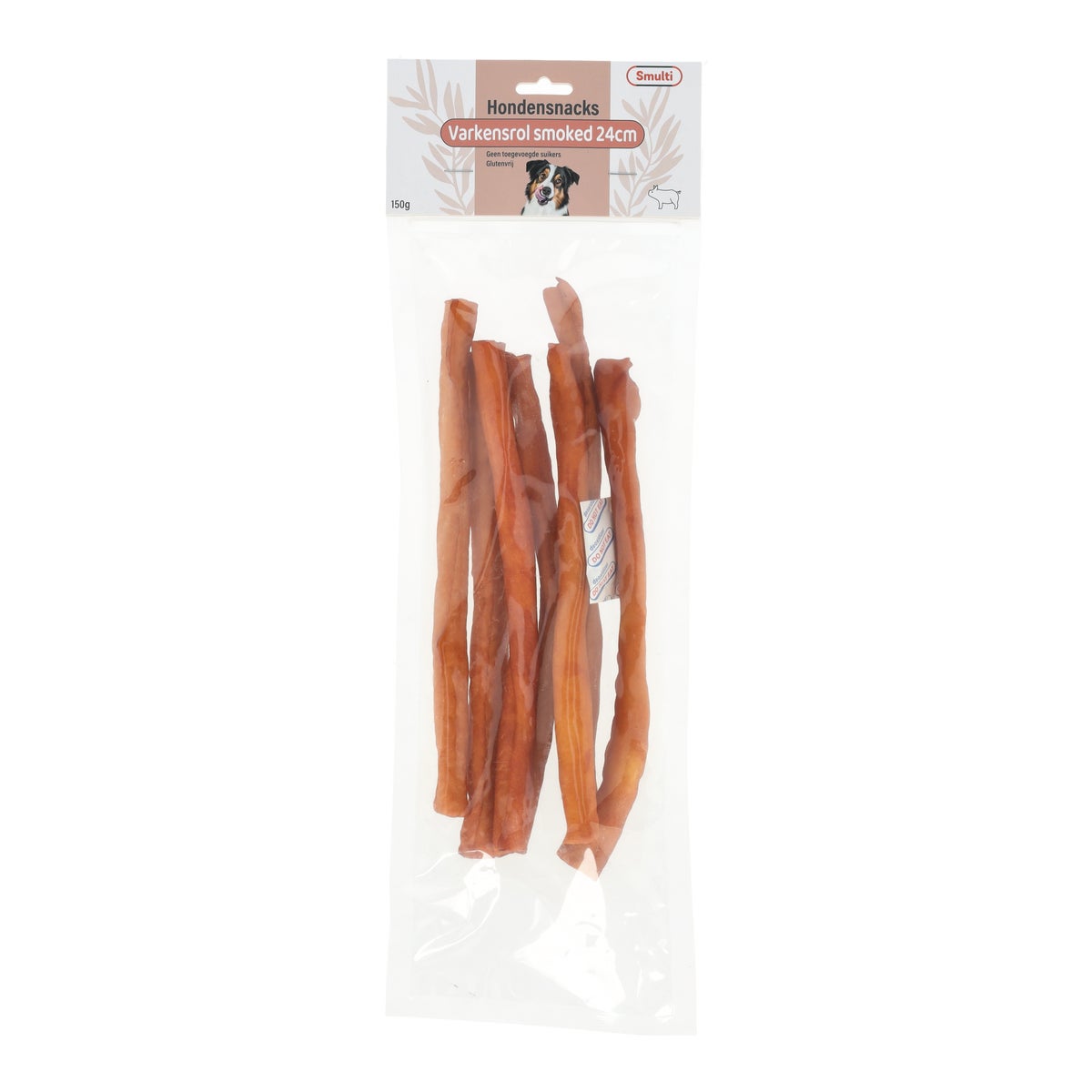 Hondensnack varkensrol smoked 24 cm 150 g Hondensnack varkensrol smoked 24 cm 150 g