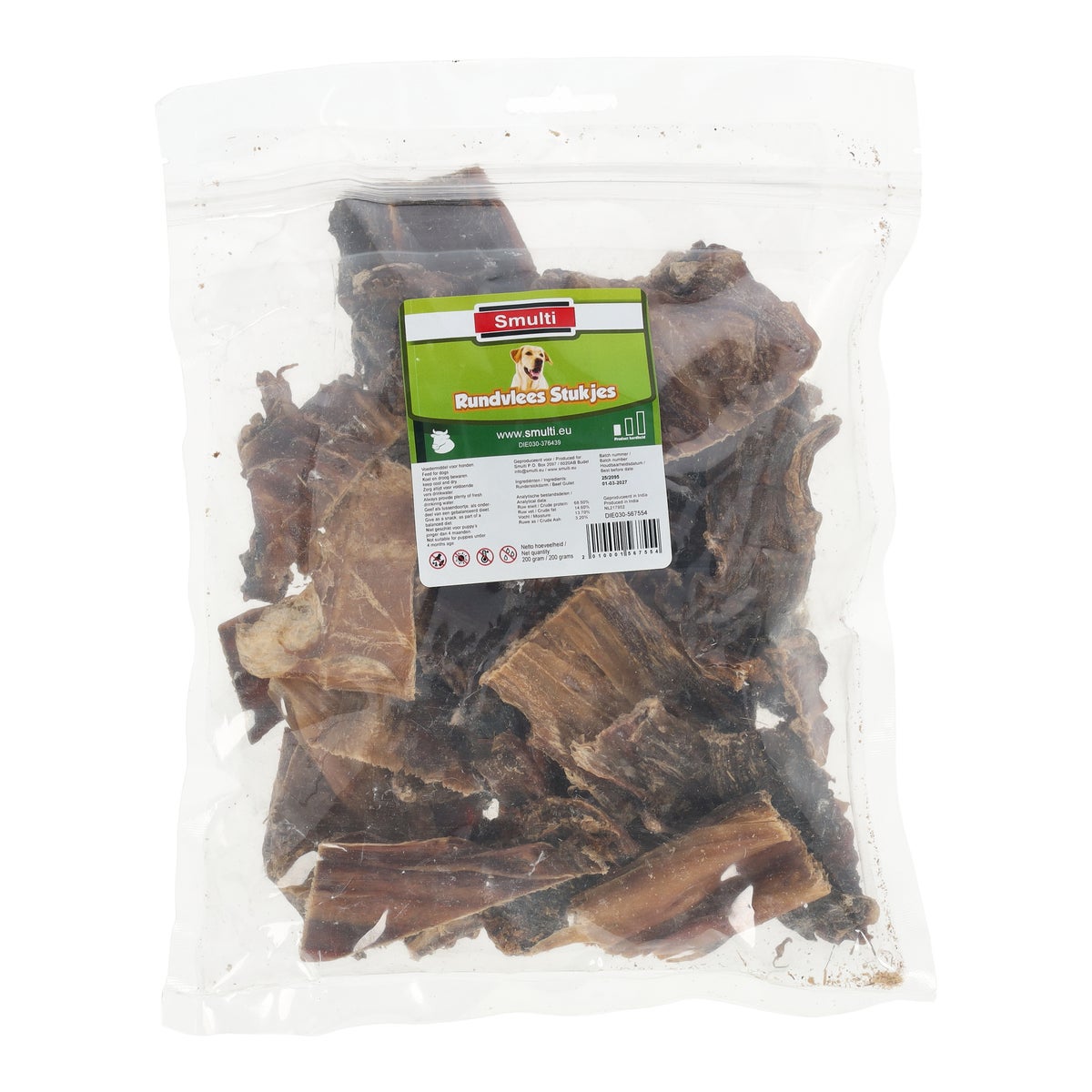 Hondensnack rundvlees stukjes 200 g Hondensnack rundvlees stukjes 200 g