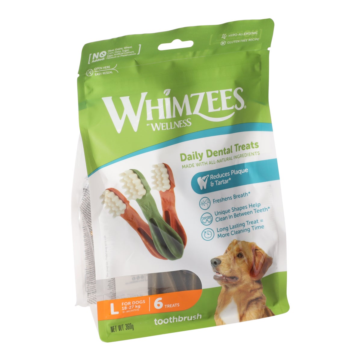 Hondensnack dental tandenborstel L 6st Whimzees Hondensnack dental tandenborstel L 6st Whimzees