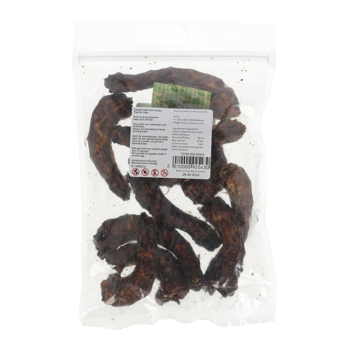 Hondensnack kippennek 200g Smulti Hondensnack kippennek 200g Smulti