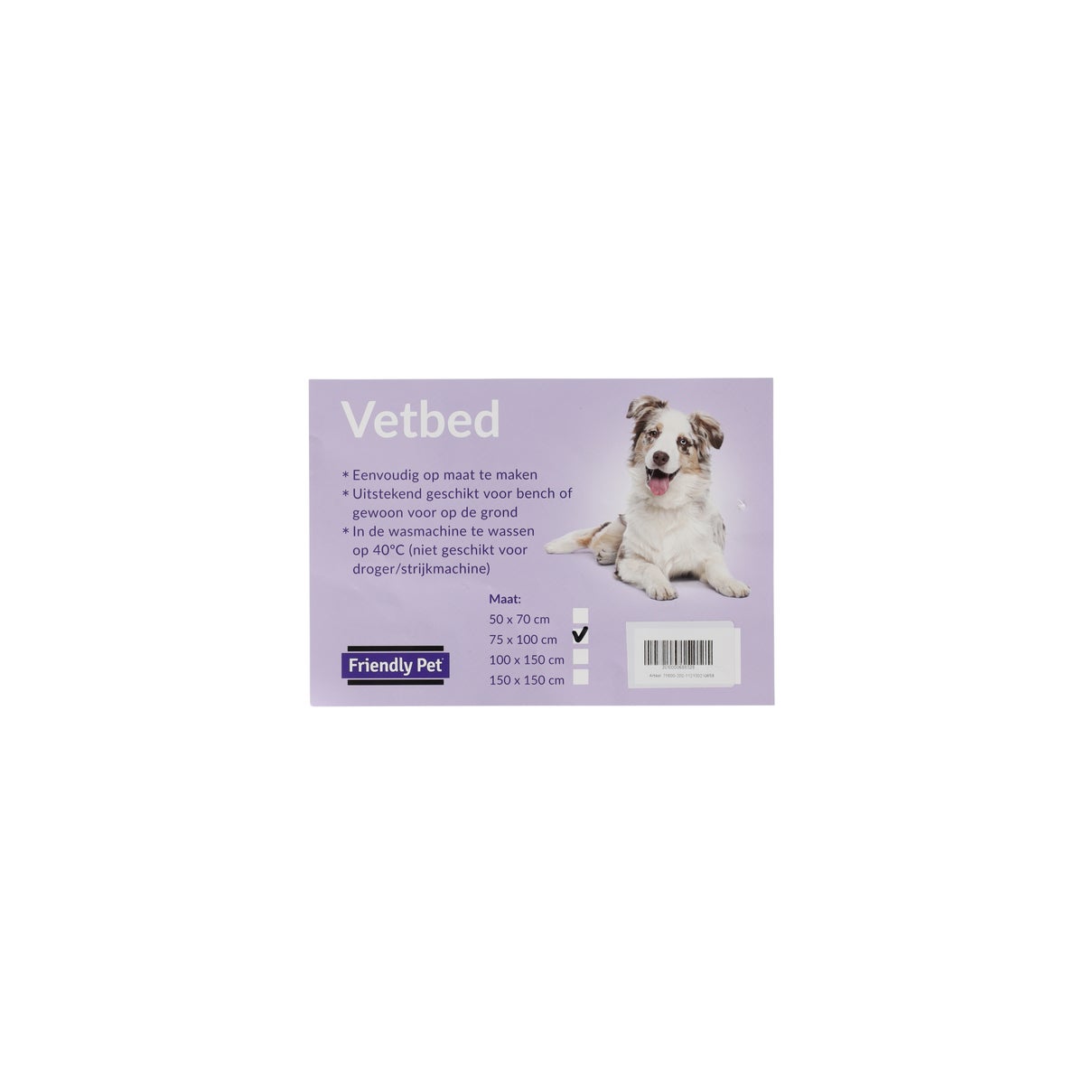 Vetbed 75x100cm grijs FP Vetbed 75x100cm grijs FP