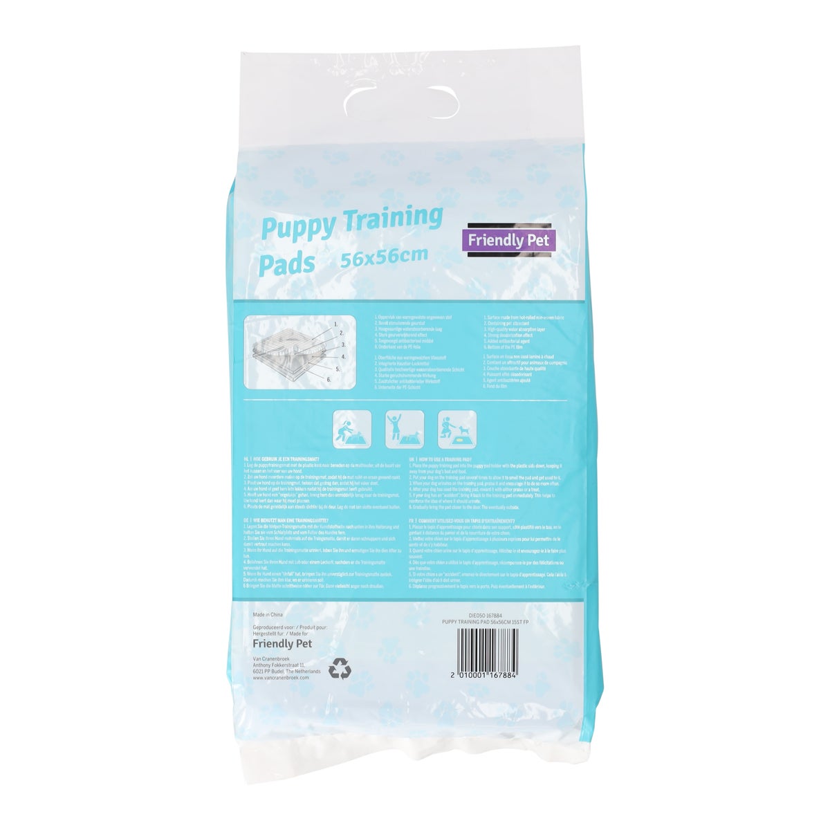Puppy training pad 56 x 56 cm 15 stuks Friendly Pet Puppy training pad 56 x 56 cm 15 stuks Friendly Pet