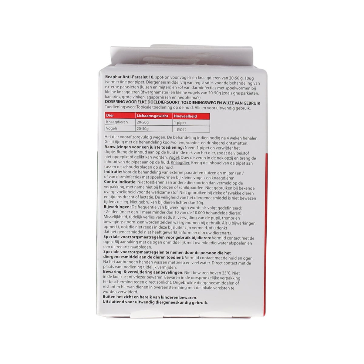 Anti-parasiet 10 knaag/vogel 20-50g 2st Beaphar Anti-parasiet 10 knaag/vogel 20-50g 2st Beaphar