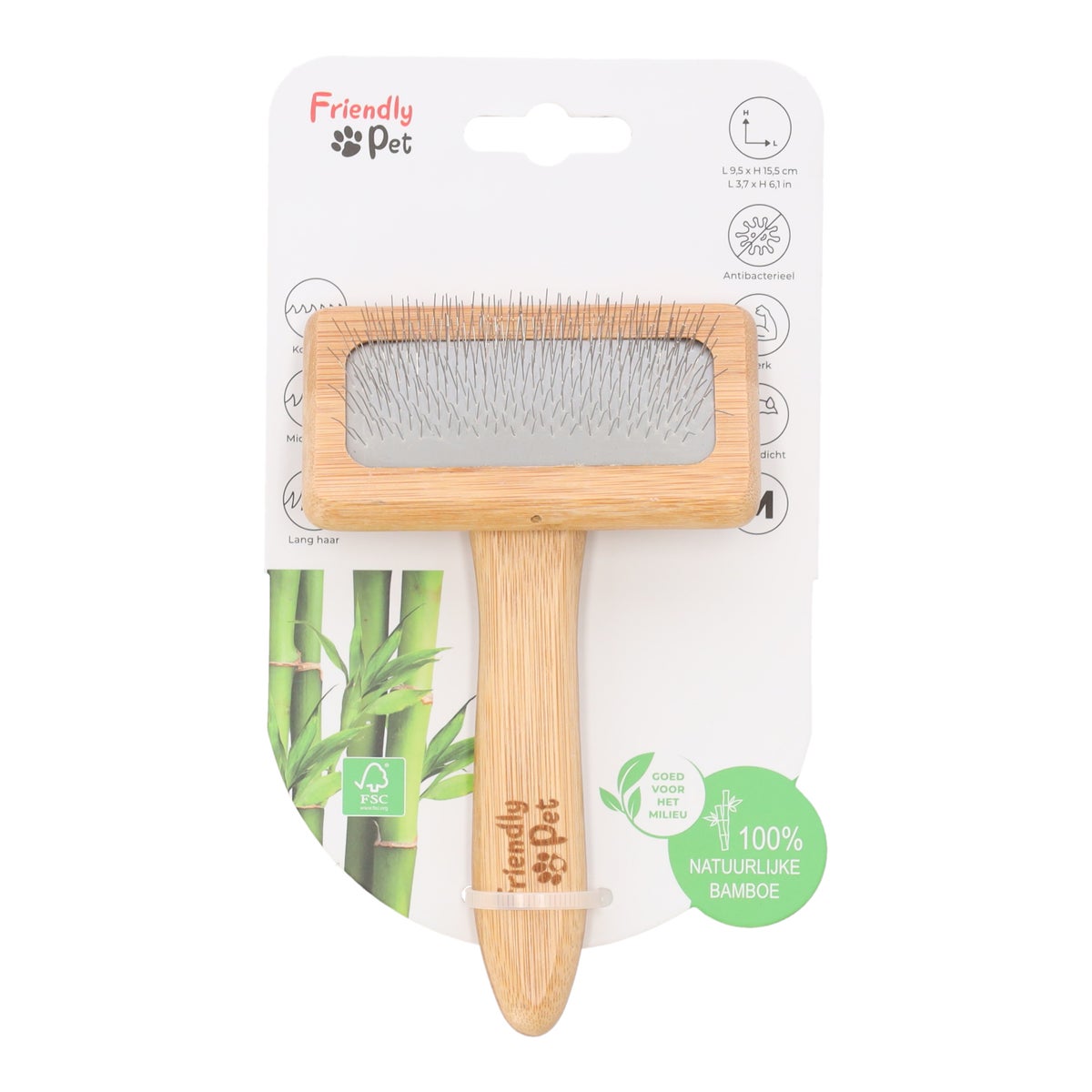 Borstel huisdier glad M bamboo Friendly Pet Borstel huisdier glad M bamboo Friendly Pet