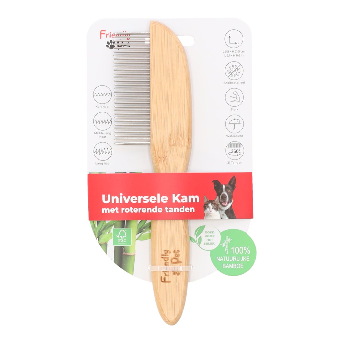 Borstel huisdier 31 tanden bamboo Friendly Pet Borstel huisdier 31 tanden bamboo Friendly Pet