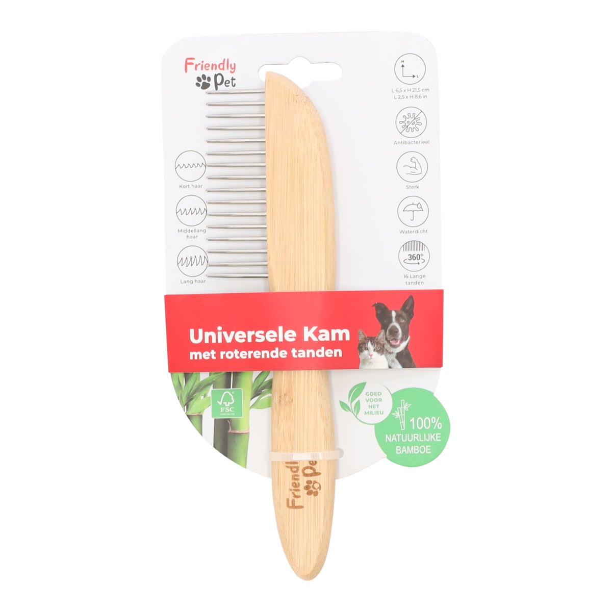 Borstel huisdier 16 tanden bamboo Friendly Pet Borstel huisdier 16 tanden bamboo Friendly Pet