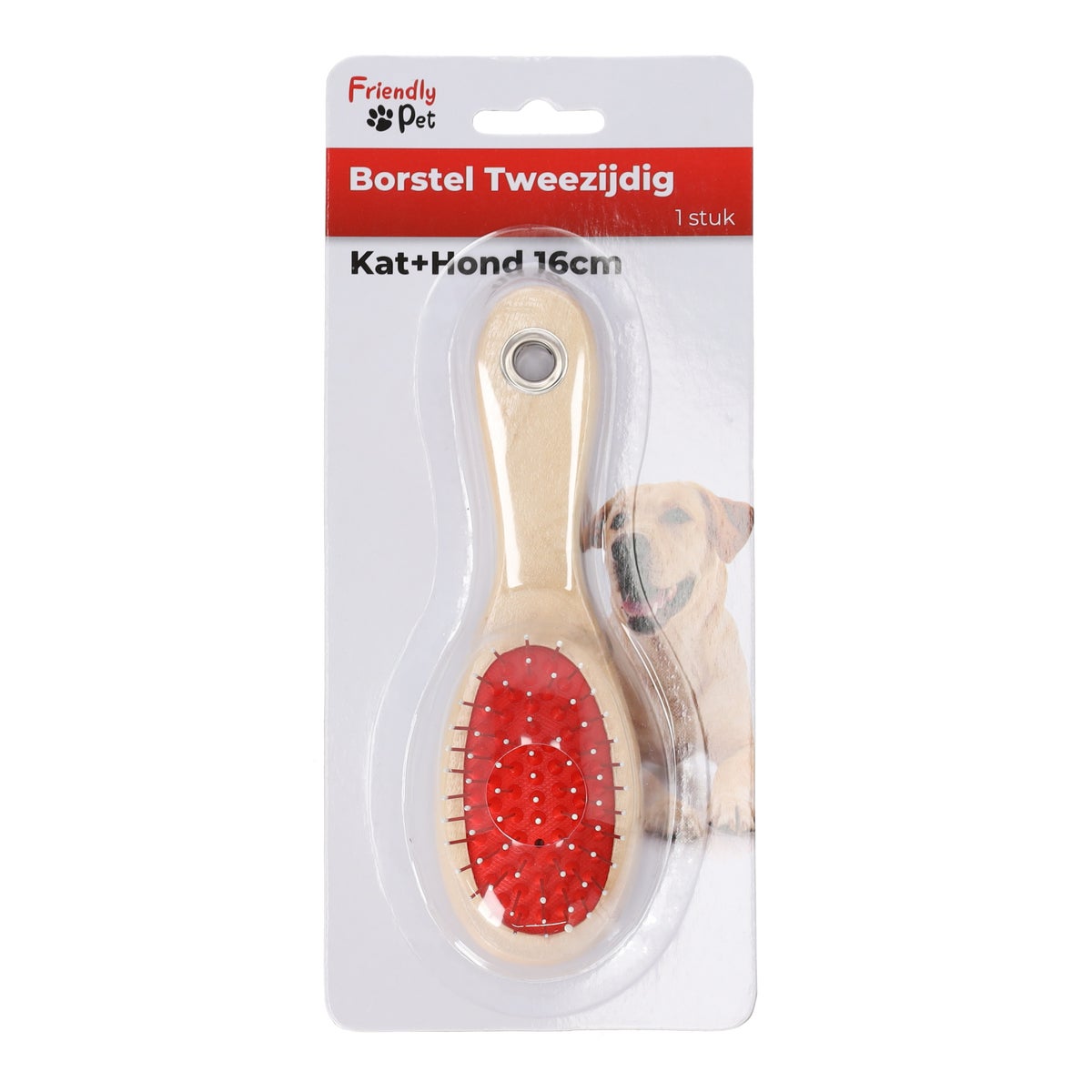 Borstel tweezijdig kat en hond 16 cm Borstel tweezijdig kat en hond 16 cm
