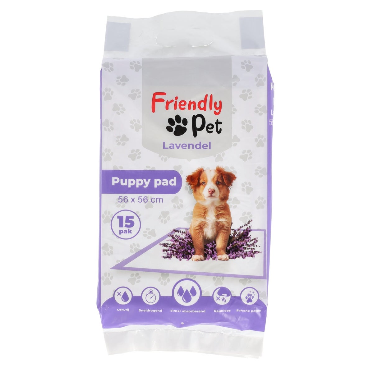 Puppy pad met lavendel 56 x 56 cm 15st. Puppy pad met lavendel 56 x 56 cm 15st.